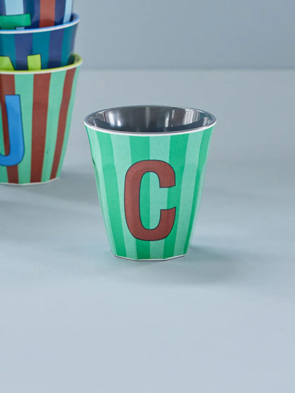 Mittelgroßer Becher - Grün - C - Stripes