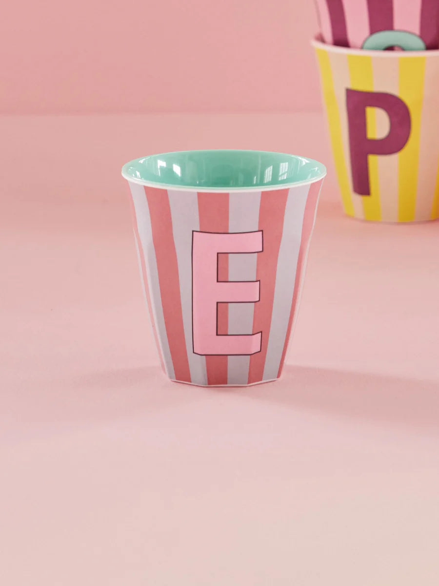 Mittelgroßer Becher - Pink - E - Stripes