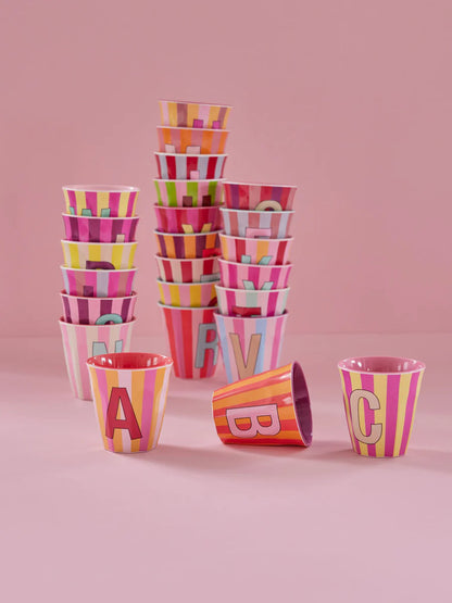 Mittelgroßer Becher - Pink - E - Stripes