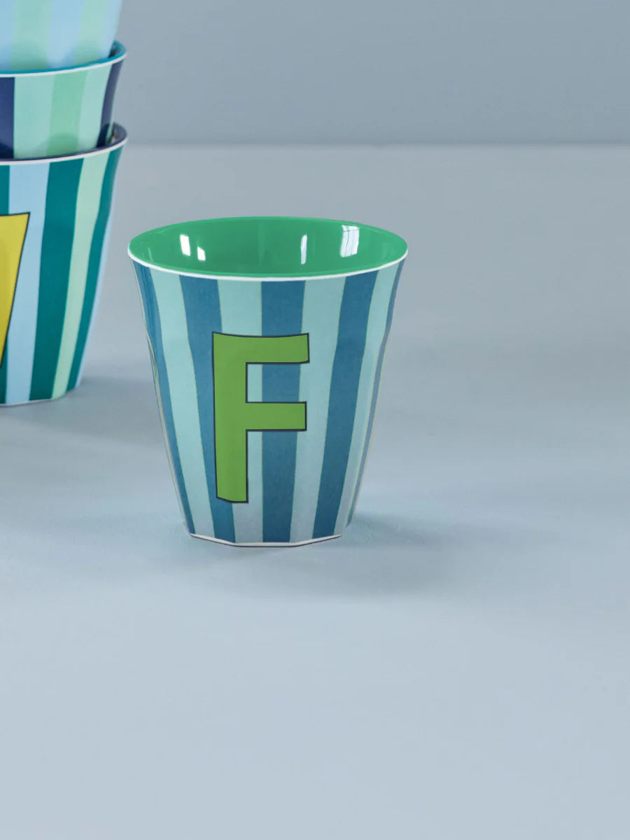 Mittelgroßer Becher - Blau - F - Stripes