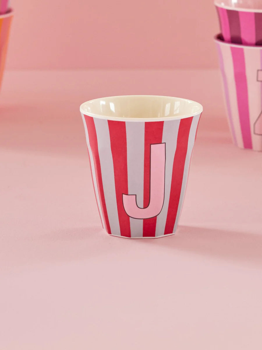 Mittelgroßer Becher - Rot - J - Stripes