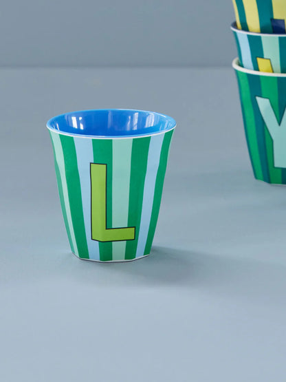 Mittelgroßer Becher - Grün - L - Stripes