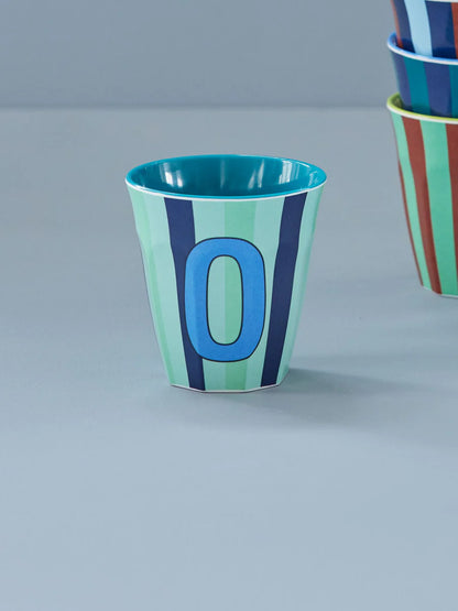 Mittelgroßer Becher - Blau - O - Stripes