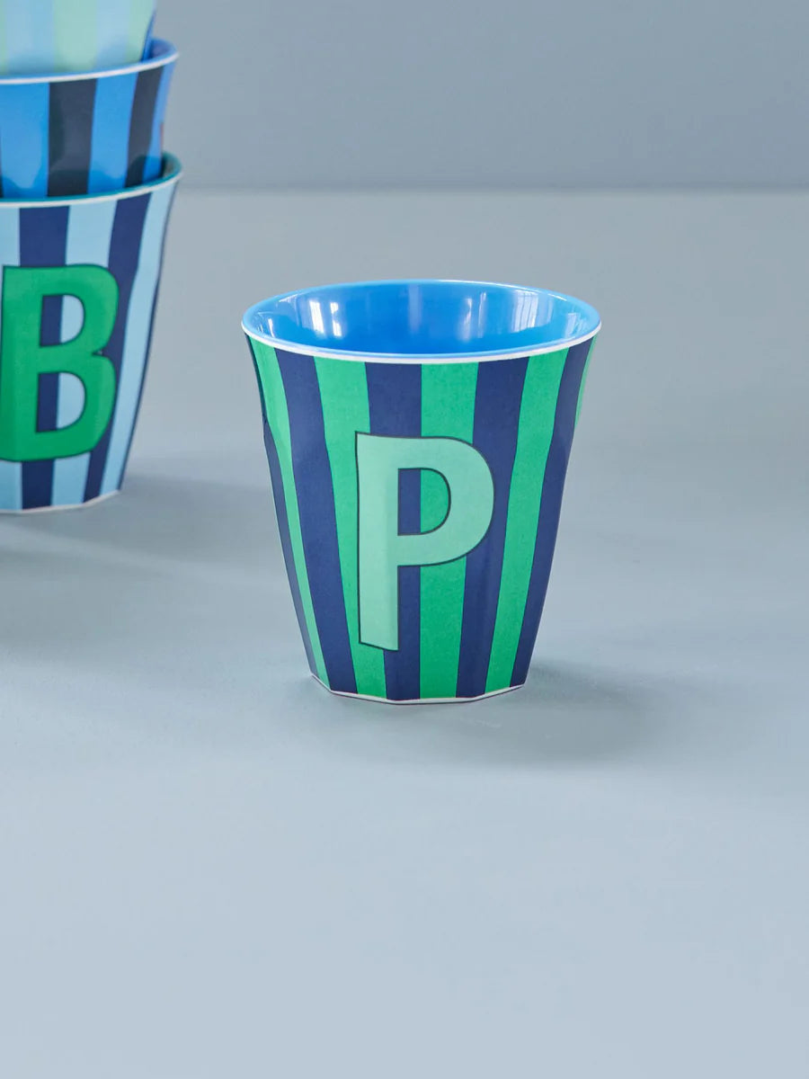 Mittelgroßer Becher - Mehrfarbig - P - Stripes