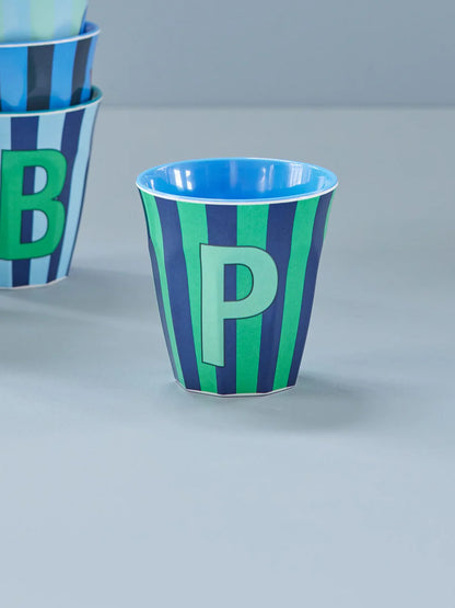 Mittelgroßer Becher - Mehrfarbig - P - Stripes