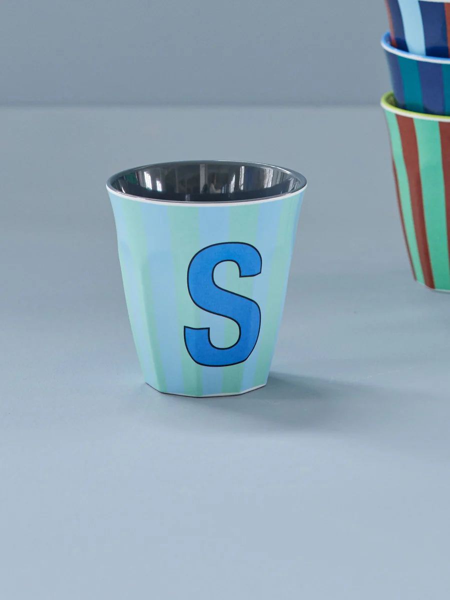 Mittelgroßer Becher - Blau - S - Stripes