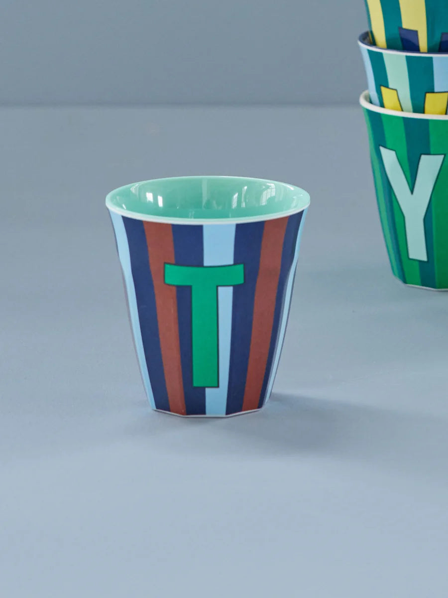Mittelgroßer Becher - Blau - T - Stripes