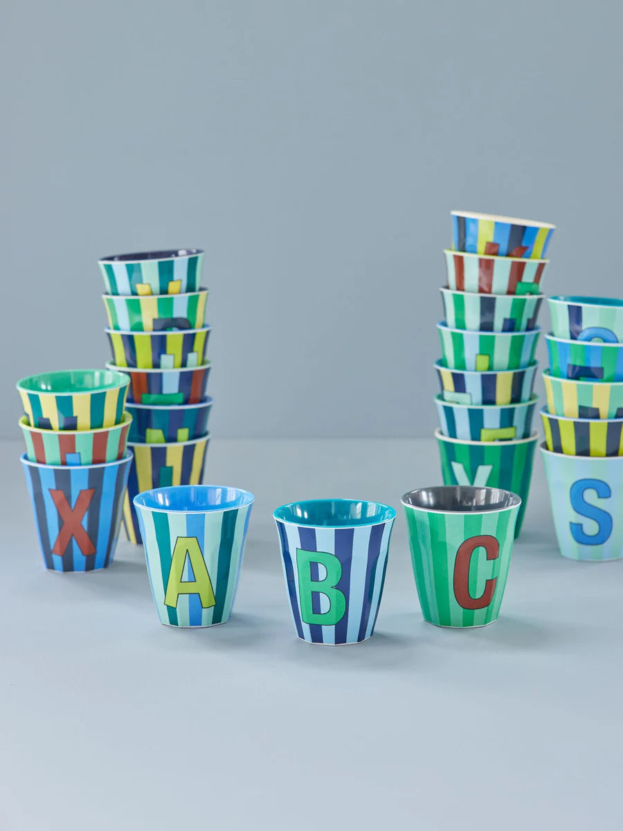 Mittelgroßer Becher - Blau - T - Stripes