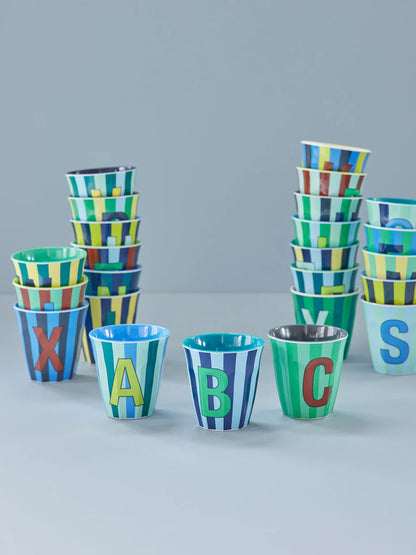 Mittelgroßer Becher - Blau - T - Stripes