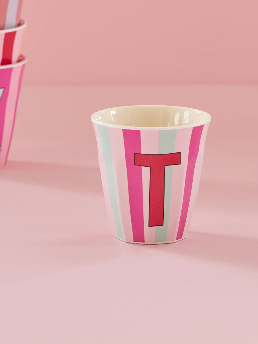 Mittelgroßer Becher - Pink - T - Stripes