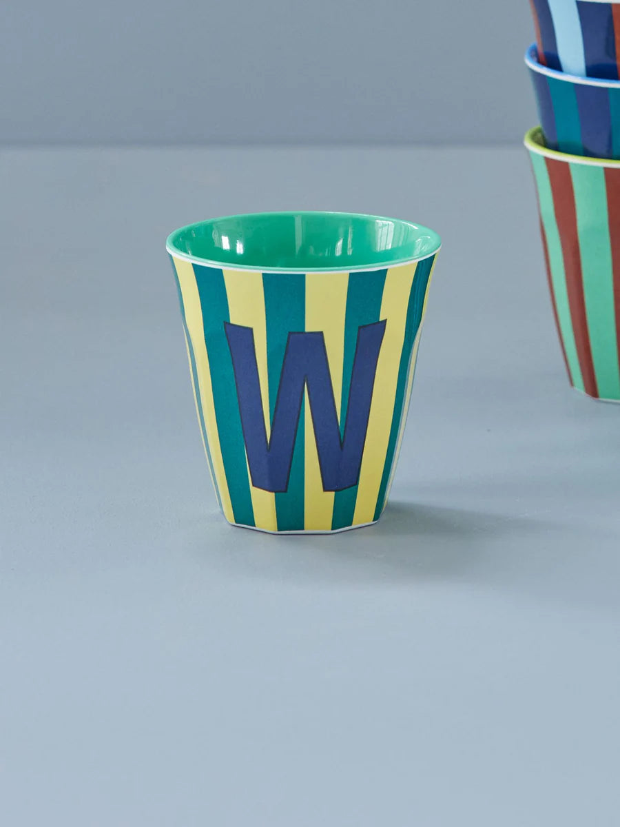 Mittelgroßer Becher - Mehrfarbig - W - Stripes
