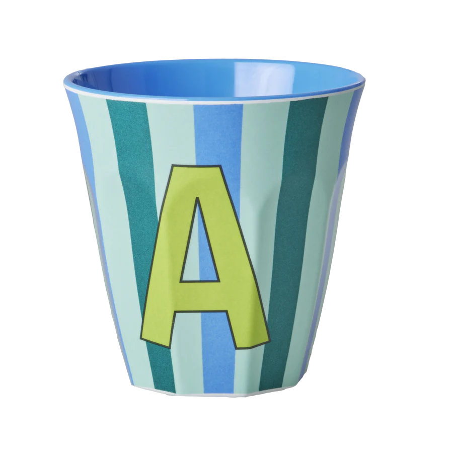 Mittelgroßer Becher - Blau - A - Stripes