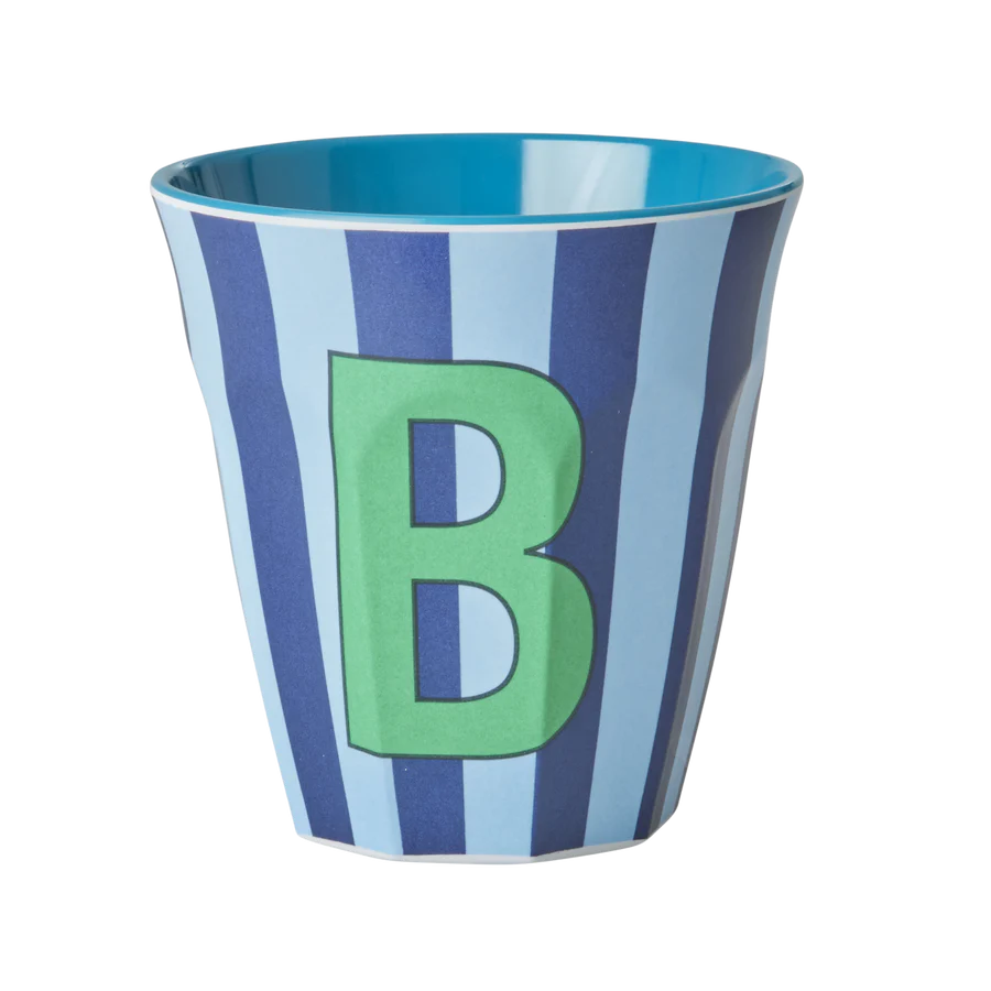 Mittelgroßer Becher - Blau - B - Stripes