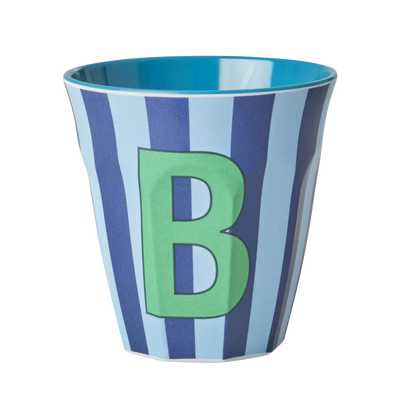 Mittelgroßer Becher - Blau - B - Stripes