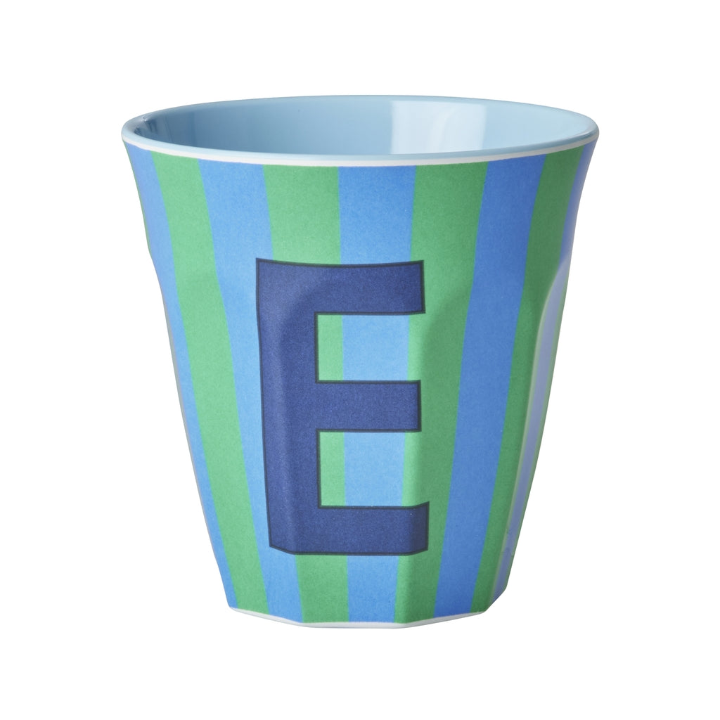 Mittelgroßer Becher - Blau - E - Stripes