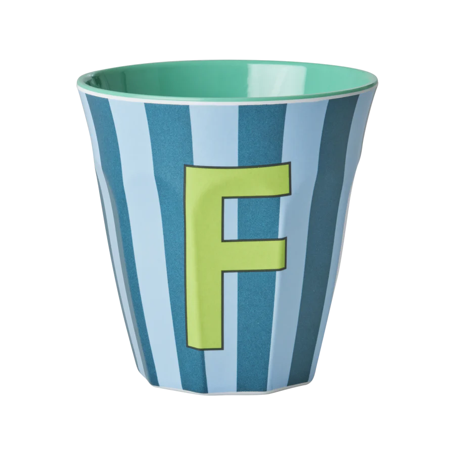 Mittelgroßer Becher - Blau - F - Stripes