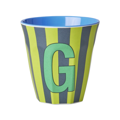 Mittelgroßer Becher - Grün - G - Stripes