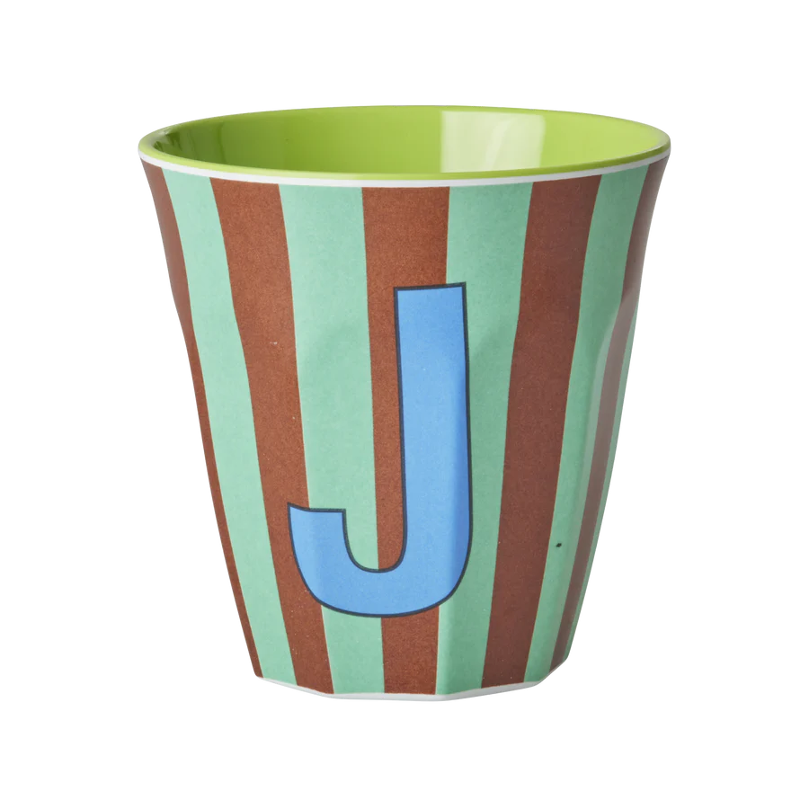 Mittelgroßer Becher - Mint - J - Stripes