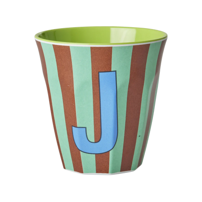 Mittelgroßer Becher - Mint - J - Stripes