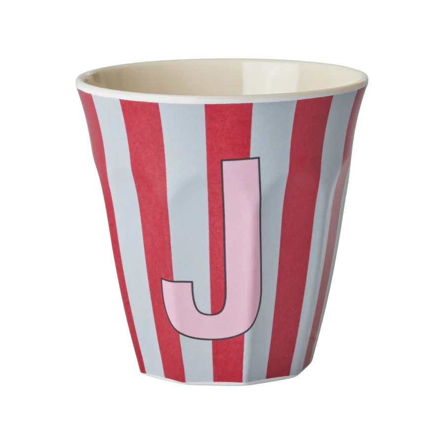 Mittelgroßer Becher - Rot - J - Stripes