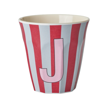 Mittelgroßer Becher - Rot - J - Stripes