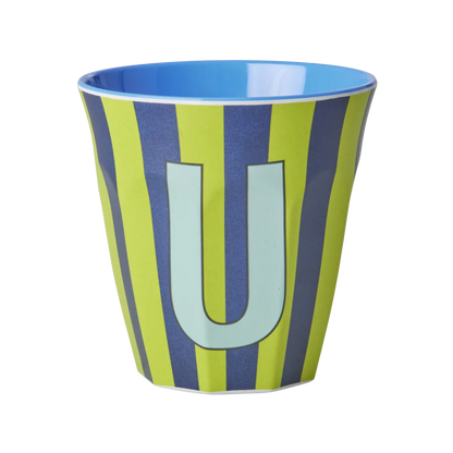 Mittelgroßer Becher - Grün - U - Stripes