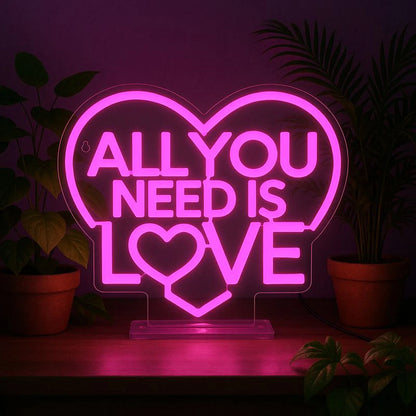LED-Lampe mit Neoneffekt - All You Need is Love - It’s a Sign