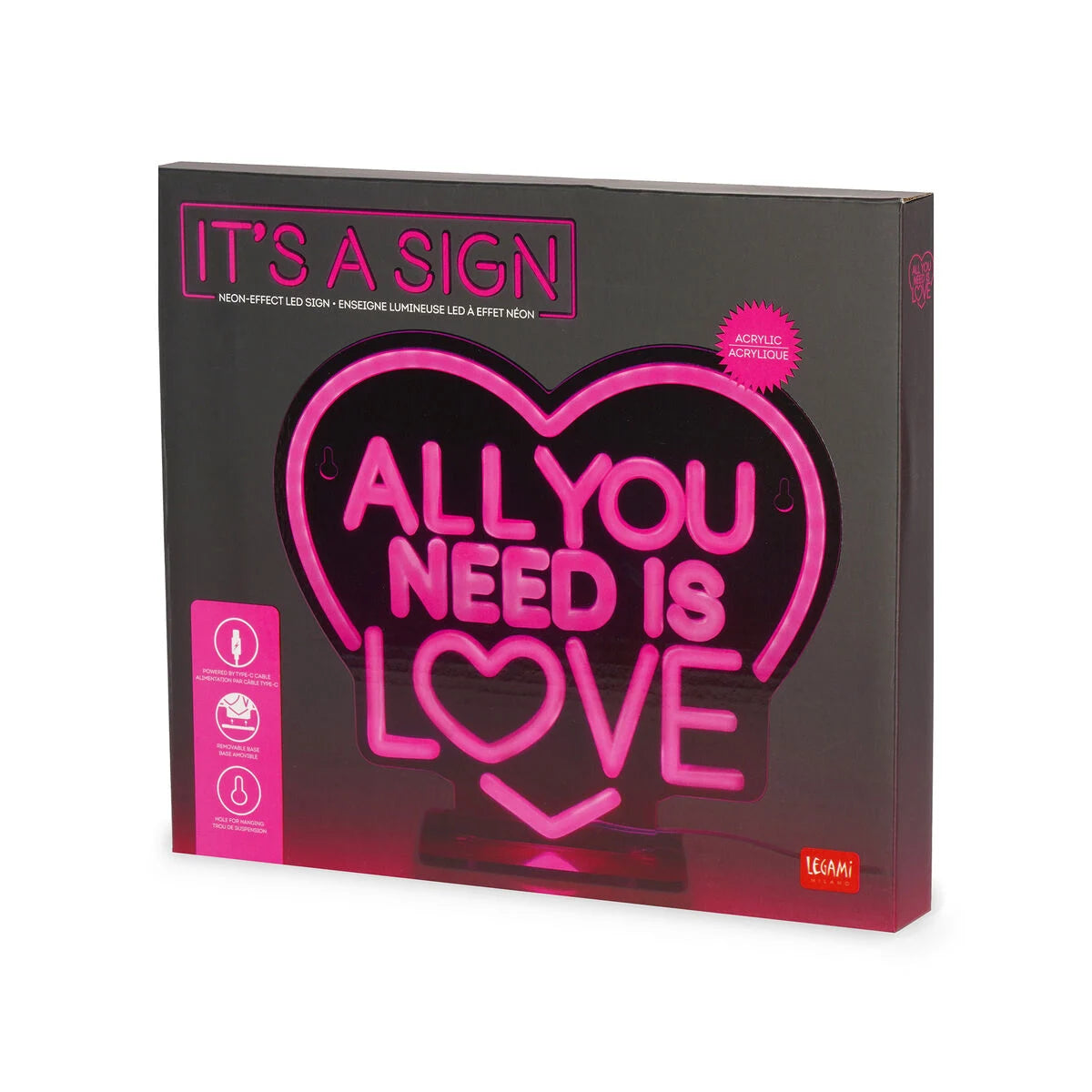 LED-Lampe mit Neoneffekt - All You Need is Love - It’s a Sign