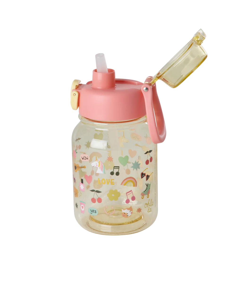 Tritan Flasche - Hellgelb - Unicorn Love Print