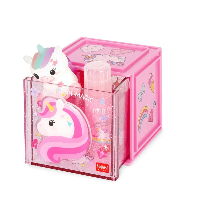 Erweiterbare Schreibtischbox - Cutie Cube, Unicorn