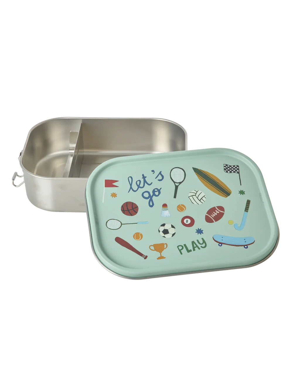 Große Rostfreier Stahl Brotdose - Hellgrün - Sports Print