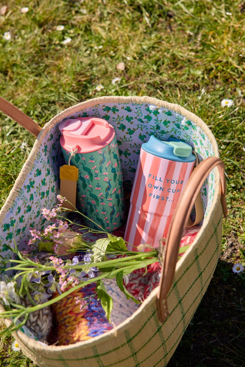 Rostfreier Stahl Thermosbecher - Grün - Peacock Power Print