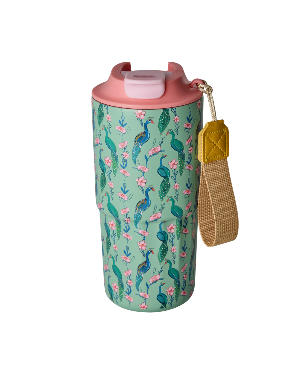 Rostfreier Stahl Thermosbecher - Grün - Peacock Power Print