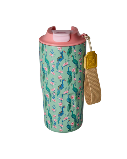 Rostfreier Stahl Thermosbecher - Grün - Peacock Power Print