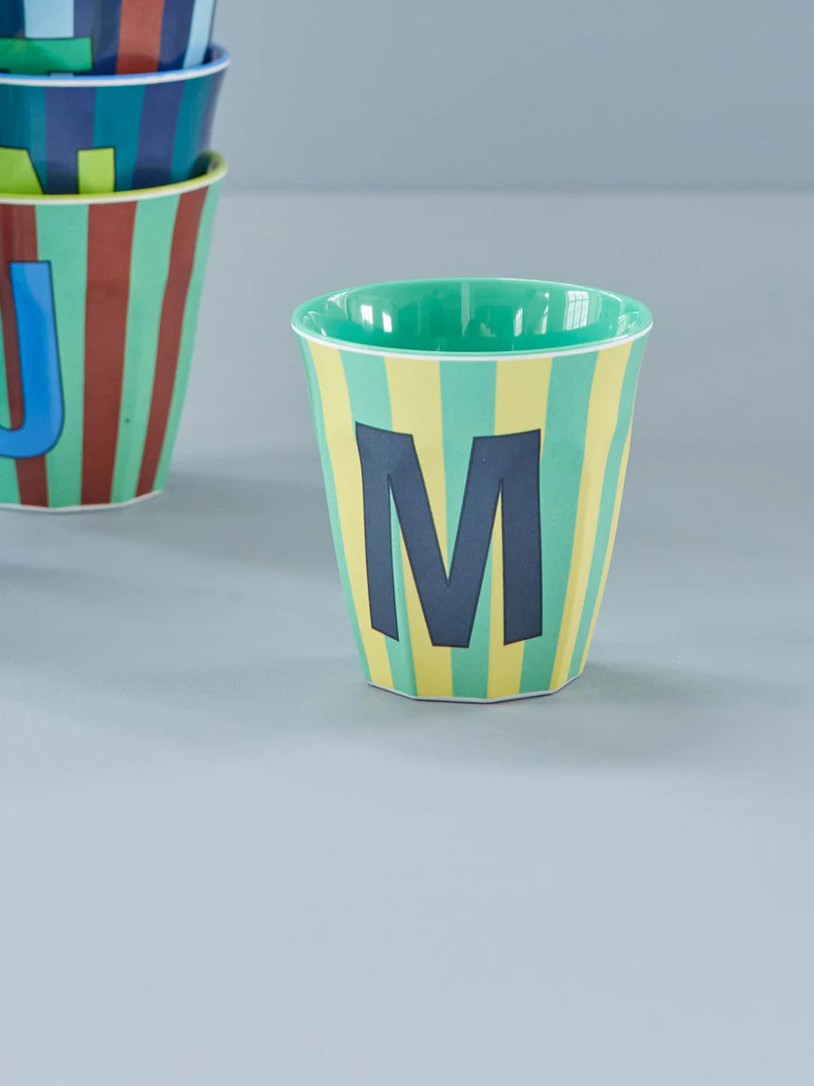 Mittelgroßer Becher - Grün - M - Stripes