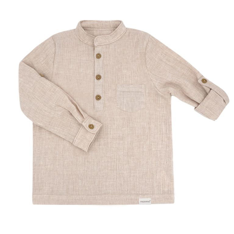 GOTS MINI Hemd, langer Arm Musselinstoff