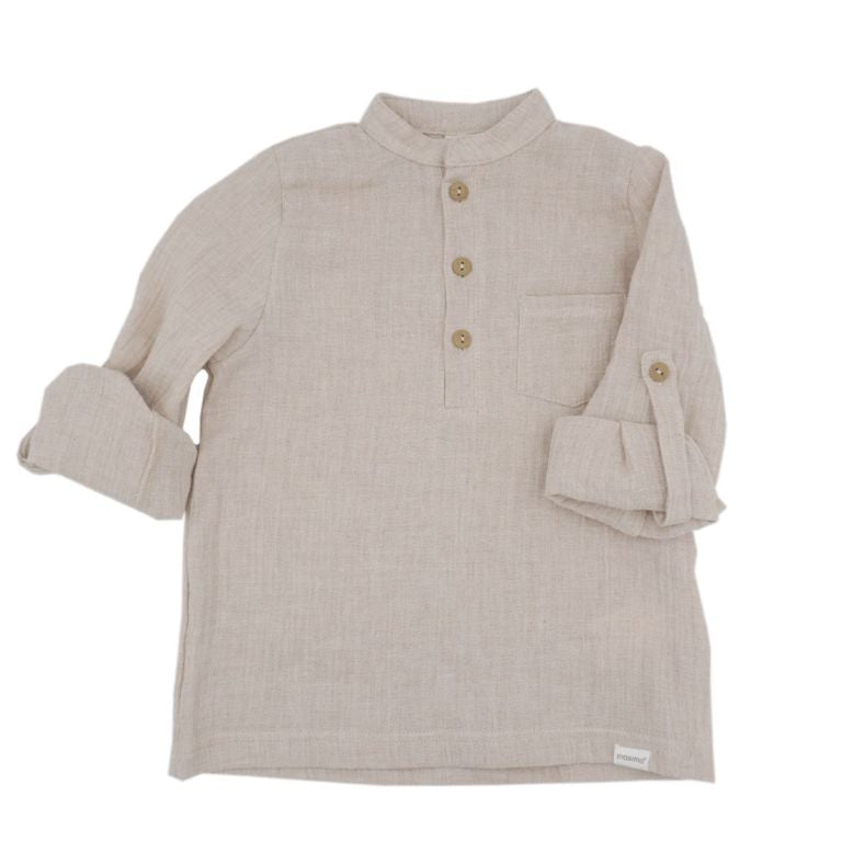 GOTS MINI Hemd, langer Arm Musselinstoff