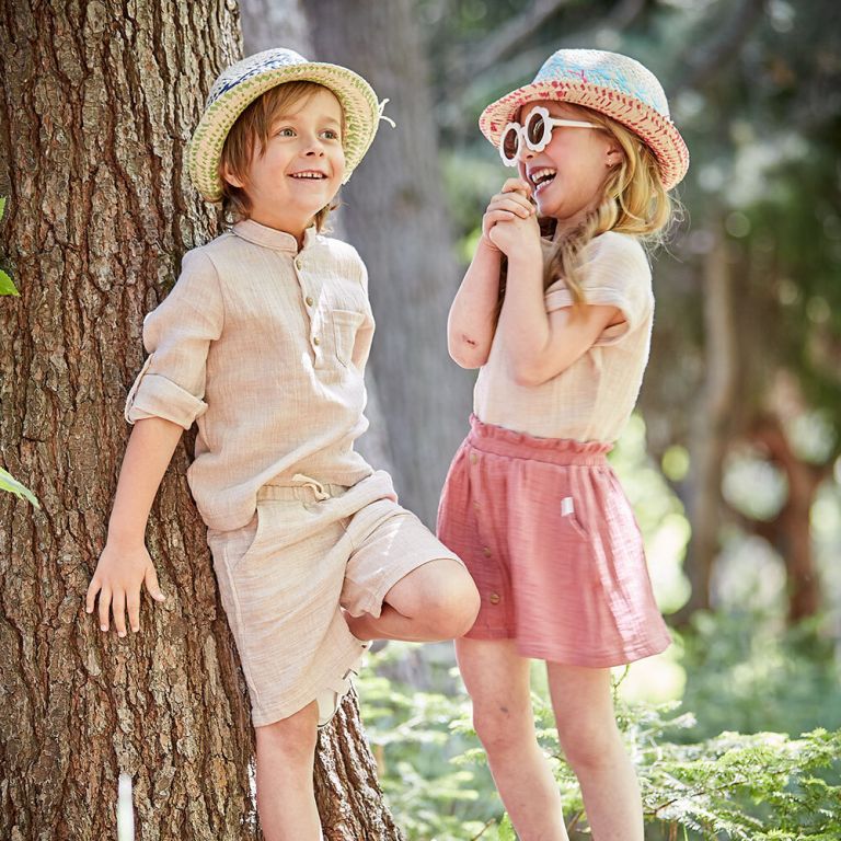 GOTS MINI Hemd, langer Arm Musselinstoff