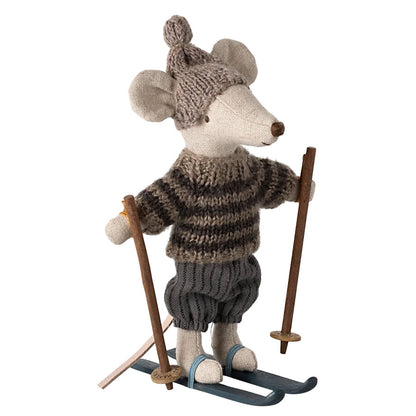 Wintermaus mit Skiset, Großer Bruder - Grau