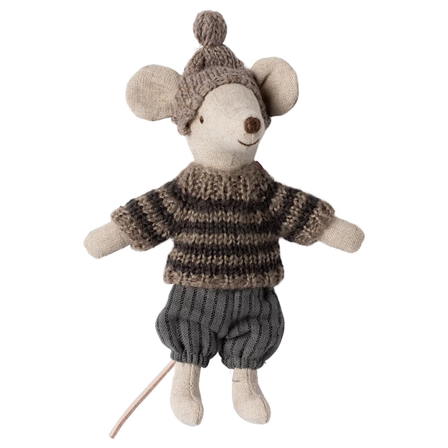 Wintermaus mit Skiset, Großer Bruder - Grau