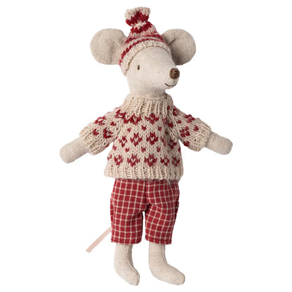 Wintermaus mit Skiset, Mama - Rot