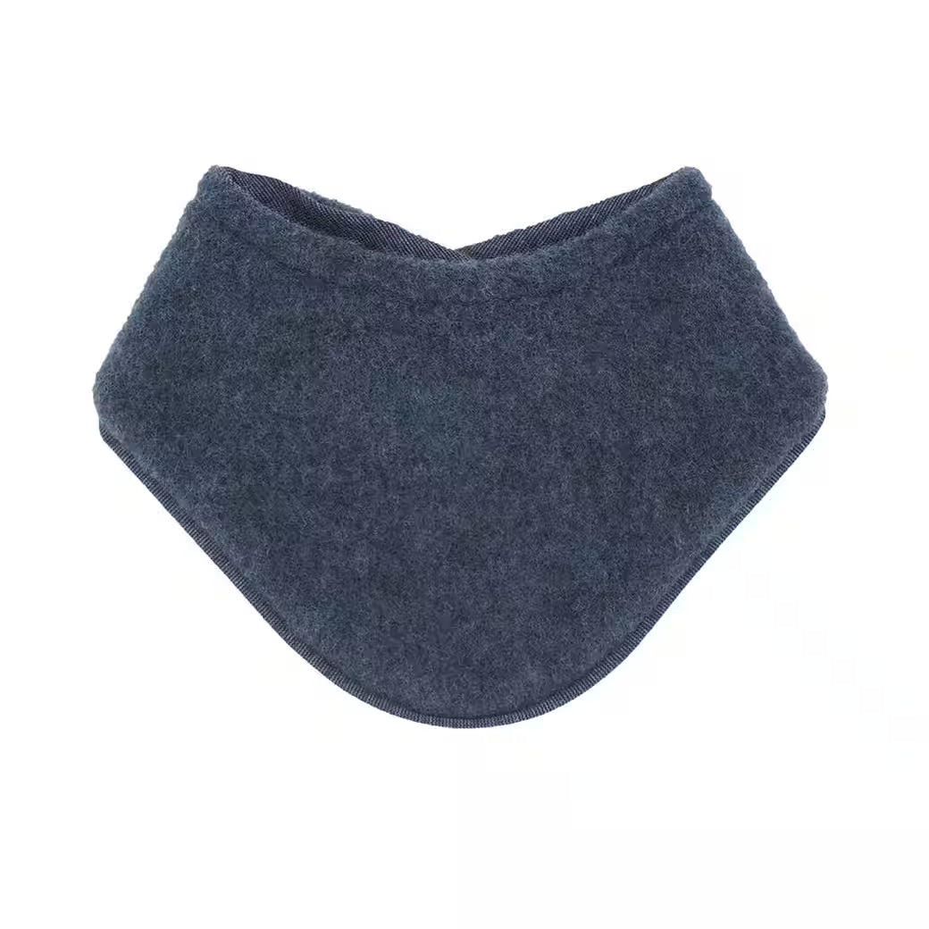 GOTS BABY-Tuch, Wollfleece Jerseyfutter, Klettverschluß - navymeliert