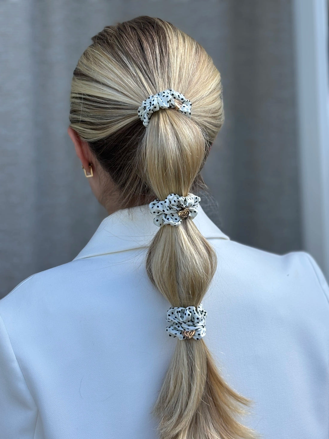 Haargummi - Gold Heart Silk, dots