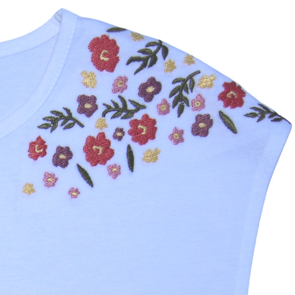 T-Shirt mit Blumenstickerei