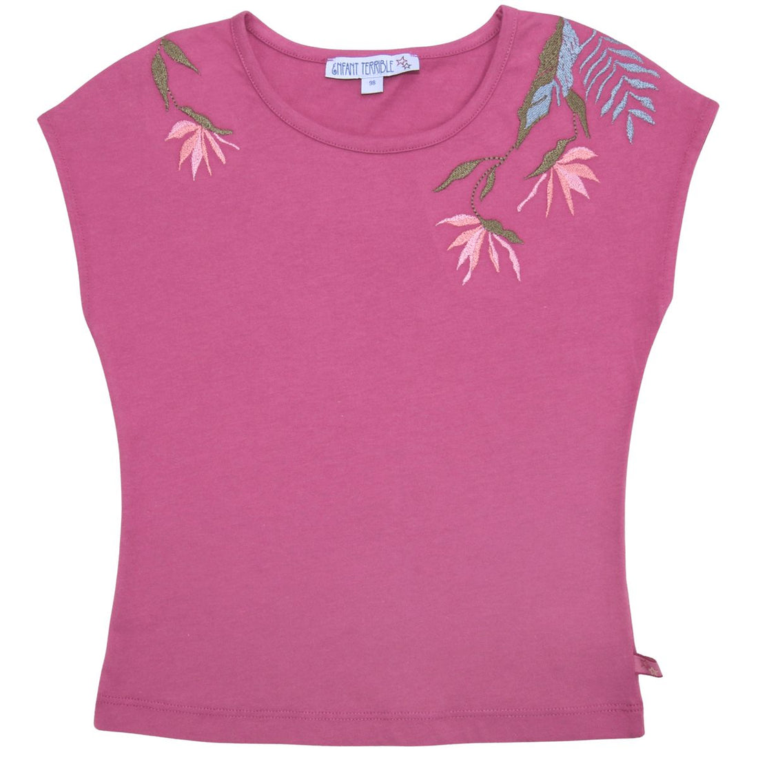 T-Shirt mit tropischer Blumenstickerei