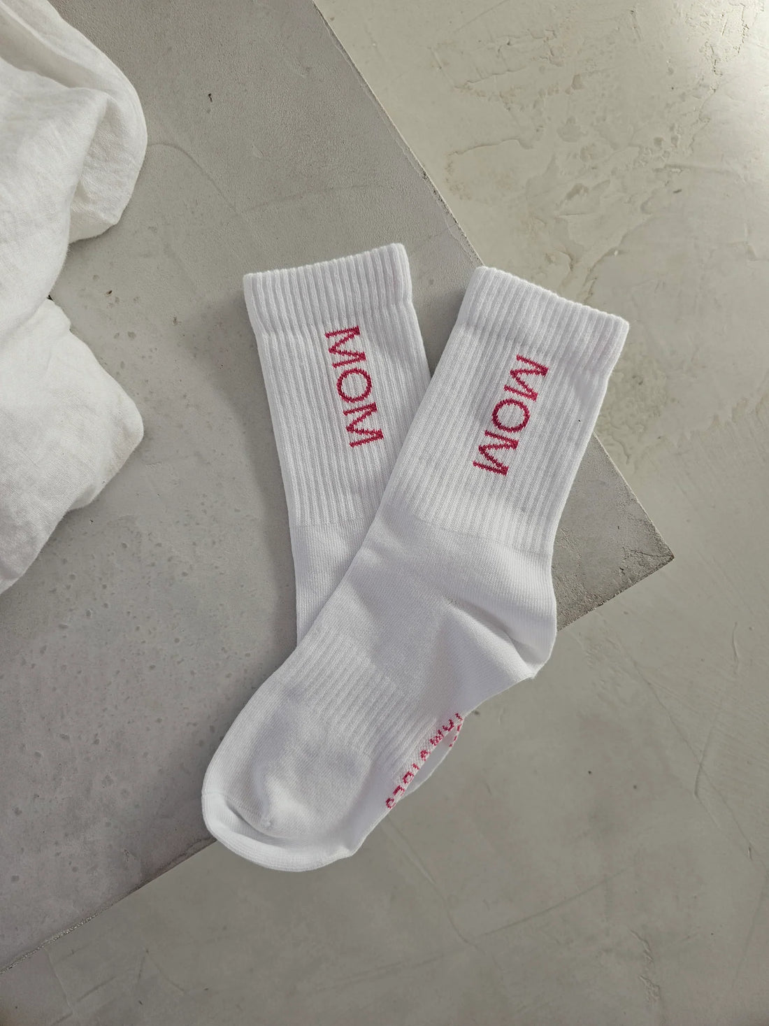 MOM - Socken weiss/pink