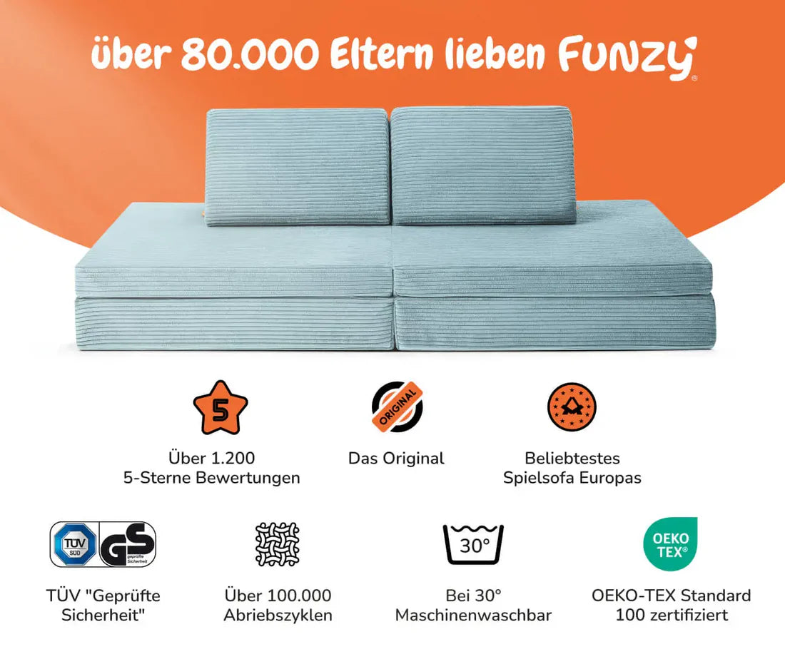 SPIELSOFA - Cord Lagune Blau