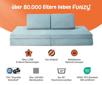 SPIELSOFA - Cord Lagune Blau