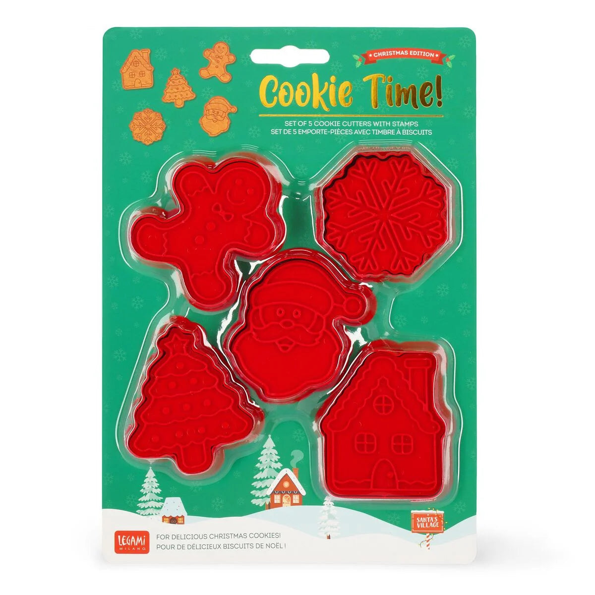 5er-Set Plätzchenformen mit Stempel - Cookie Time!