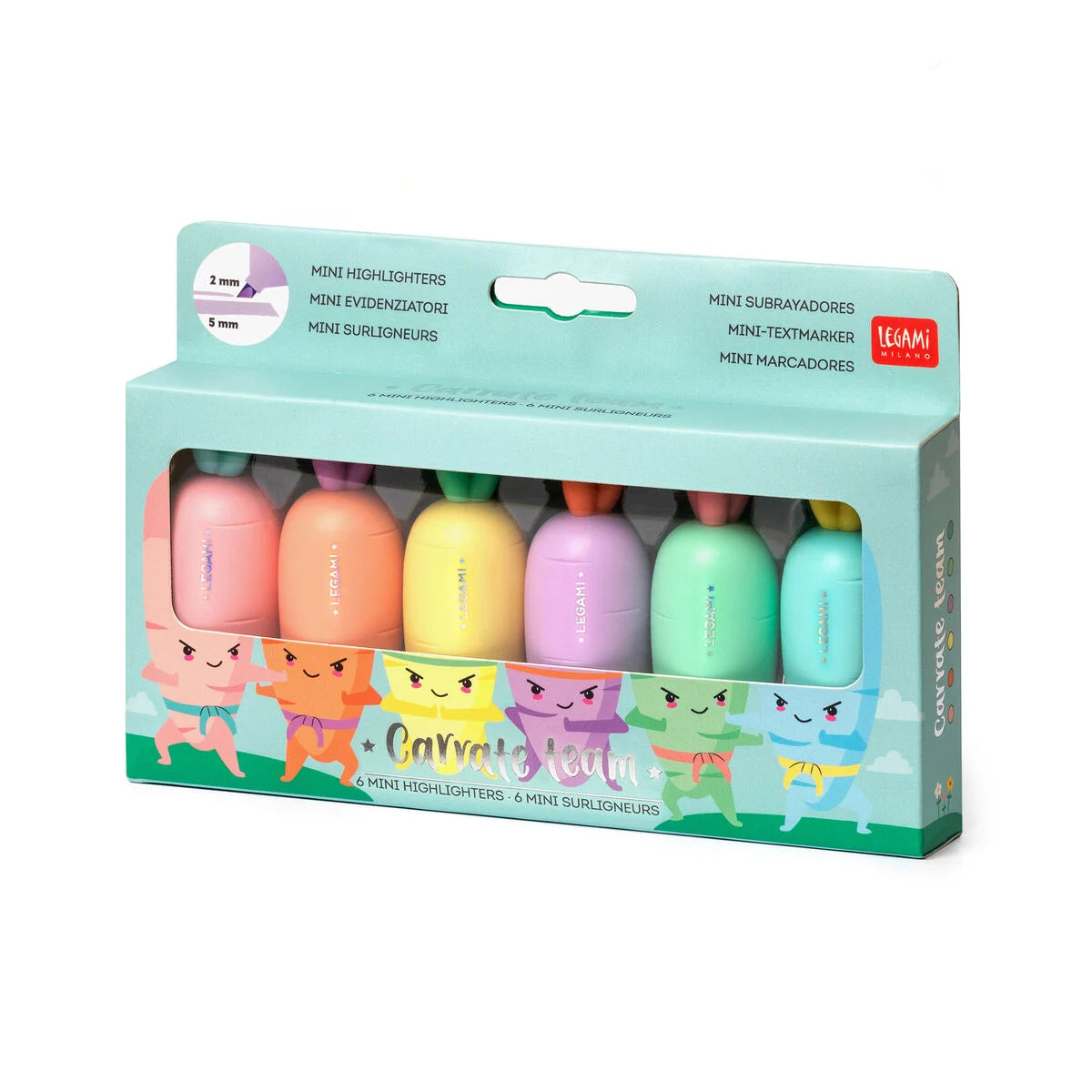 Mini-Textmarker 6er-Set - Carrate Team